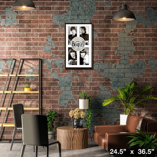 Beatles Framed Black and White Close-Ups With Platinum LP 24.5" x 36.5"